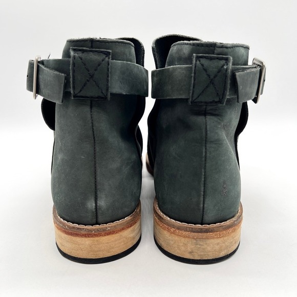 FREE PEOPLE Las Palmas Ankle Boot Womens 39 Black Nubuck Wraparound Buckle Strap - Picture 4 of 15